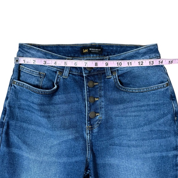 Lee Regular Fit High Rise Winter Casual Button Fly Crop‎ Denim Jeans Medium - Picture 9 of 11